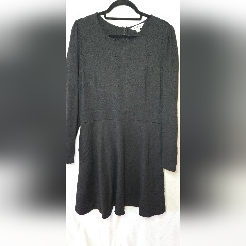 Boden Sabrina Ponte Jersey Knit Women's 14 Black Long Sleeve  Career Dress